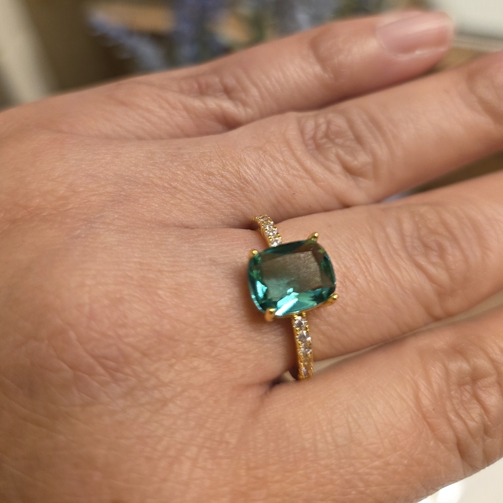 Sea Blue Cubic Zirconia Ring - Picture 7 of 7
